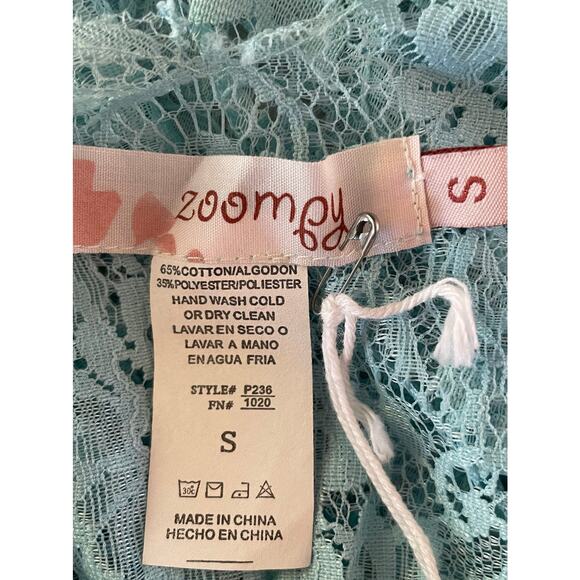 Zoompy Blue Sheer Lace Babydoll Tank Size S Fairy Angelcore Bohemian Feminine - Picture 5 of 5